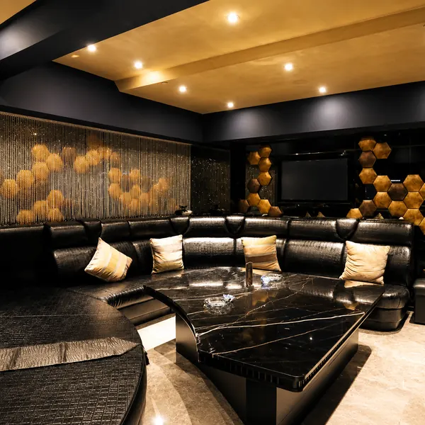 Gold relief wall lounge room