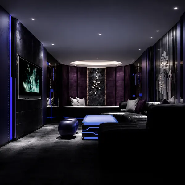 Dark boutique-style private suite