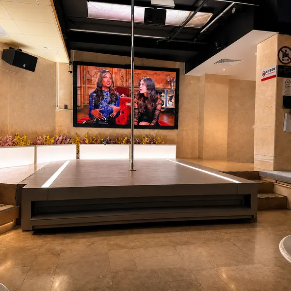 Showcase stage beside the pool